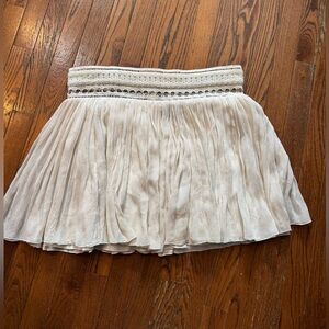 Chloe Cream A-Line Skirt with Embroidered Waist